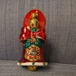 Christopher Radko Red & Gold Holiday Ornament. NWT Holly Bell Beauty  # 1019386
